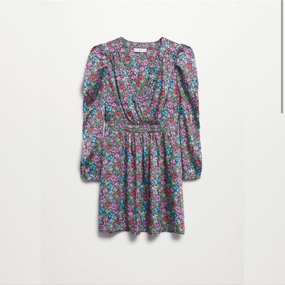 MANGO Printed Floral Dress with Balloon Sleeves Size 4 - Picture 4 of 12